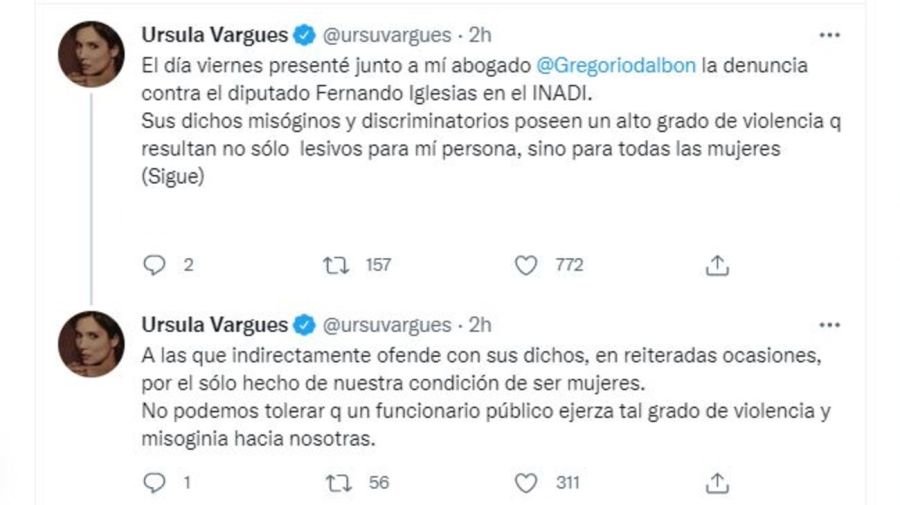 Ursula Vargues denuncia a Fernando Iglesias