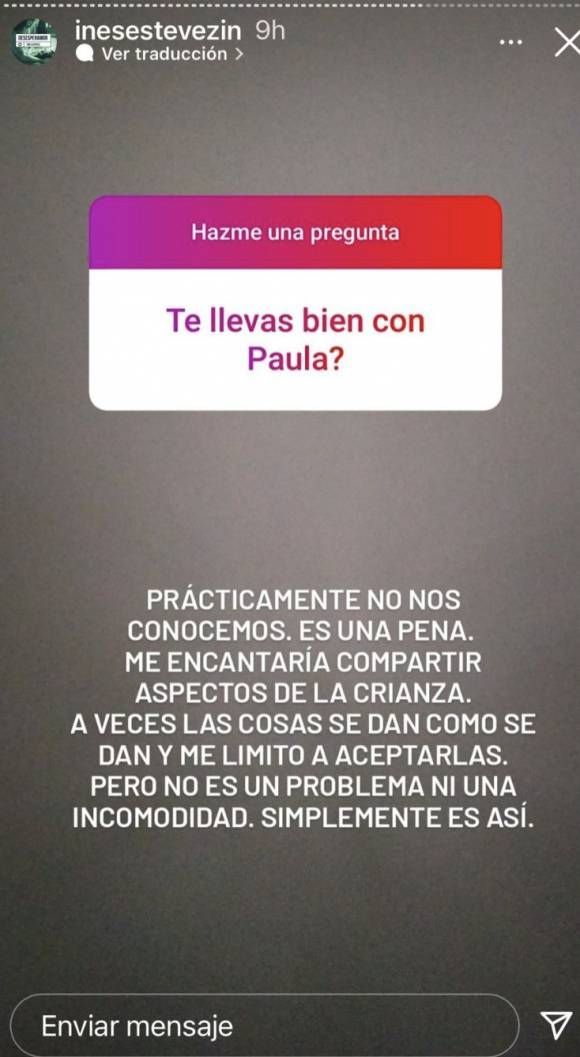 Inés Estévez habló de su relación con Paula Morales, la actual pareja de Fabián Vena: 