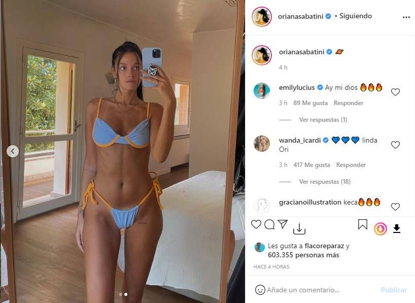 ¡Hasta Wanda Nara reaccionó! Oriana Sabatini impacta en Instagram con un foto en microbikini