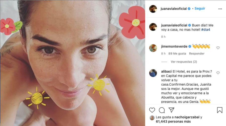 Juana Viale festejó el final de su cuarentena obligatoria con una sensual foto 