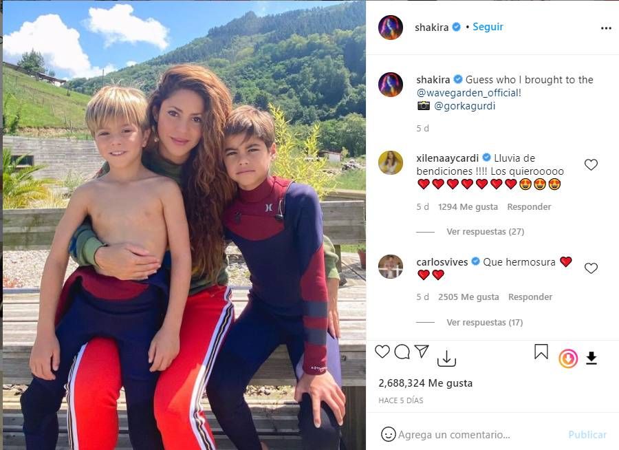 Shakira compartió una tierna foto con sus hijos y sorprendió