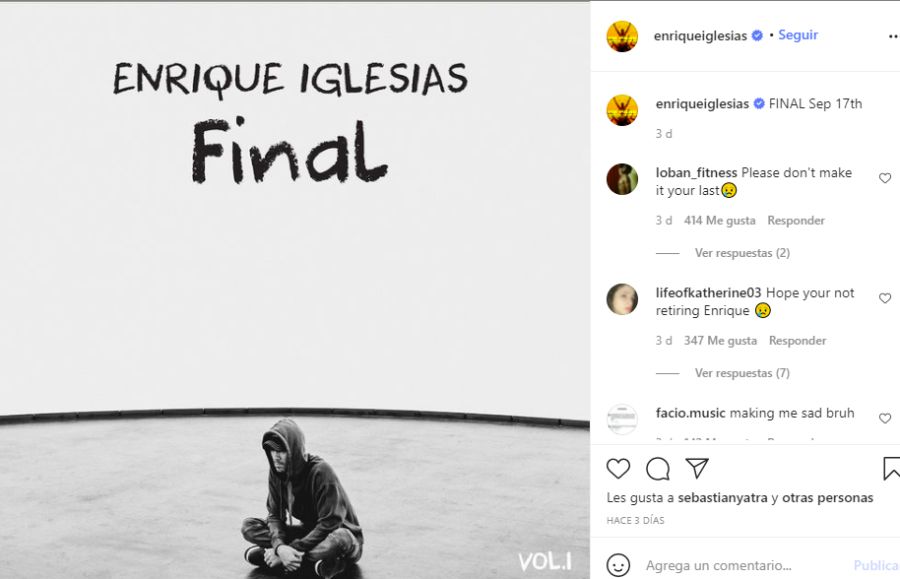 Enrique Iglesias anunció que se retira de los escenarios