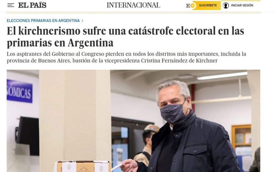 titulares del mundo comentando las elecciones de Argentina 20210913