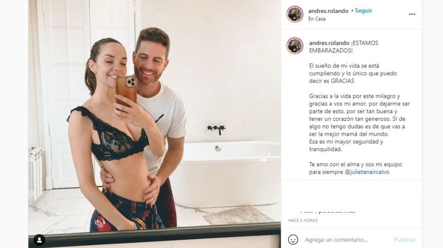 Mensaje Andres Rolando embarazo Julieta Nair Calvo