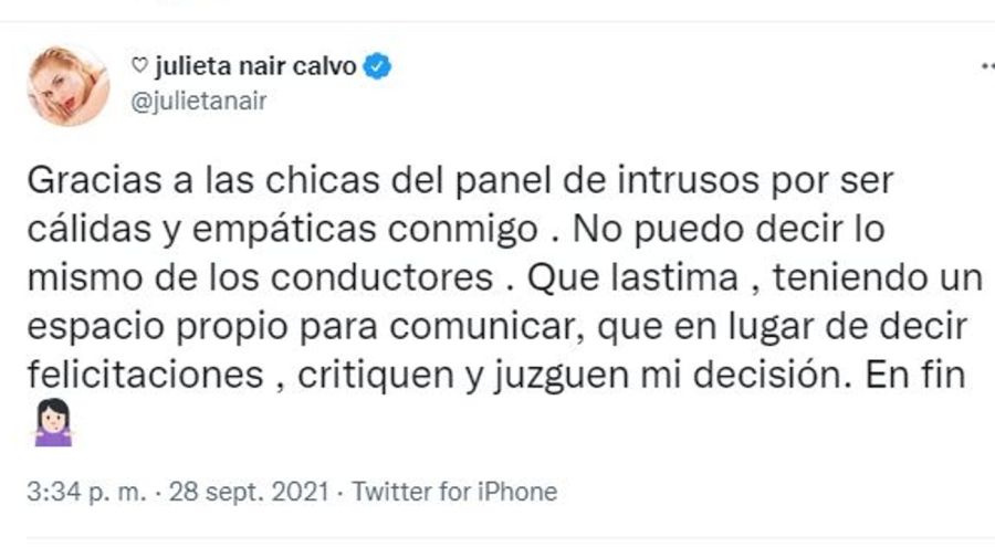 Julieta Nair Calvo contra conductores Intrusos