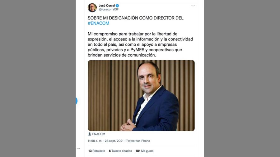 Twit de José Corral 20210929