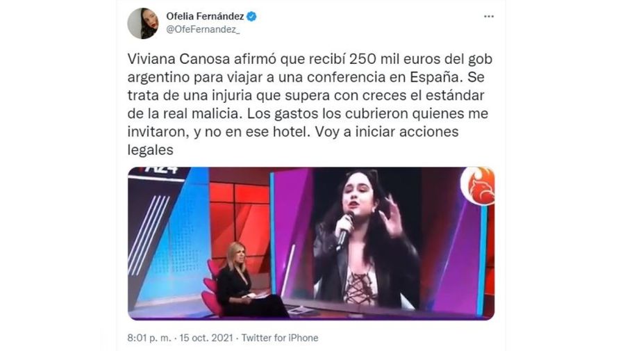 Ofelia Fernandez contra Viviana Canosa