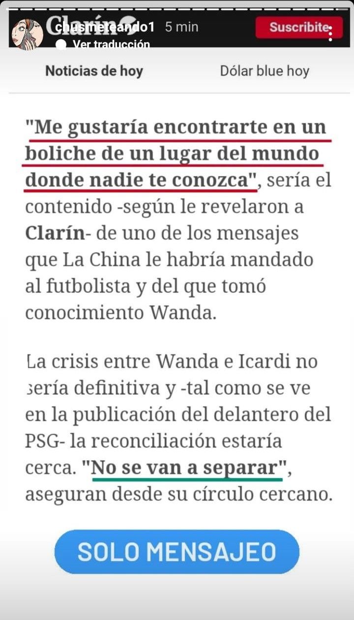 El mensaje de la China Suárez que Wanda Nara le habría encontrado a Mauro Icardi en su celular