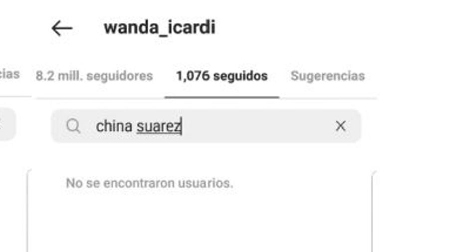 Wanda Nara no sigue a China Suarez Instagram