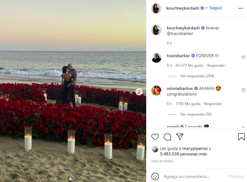 Kourtney Kardashian anunció su compromiso con Travis Baker