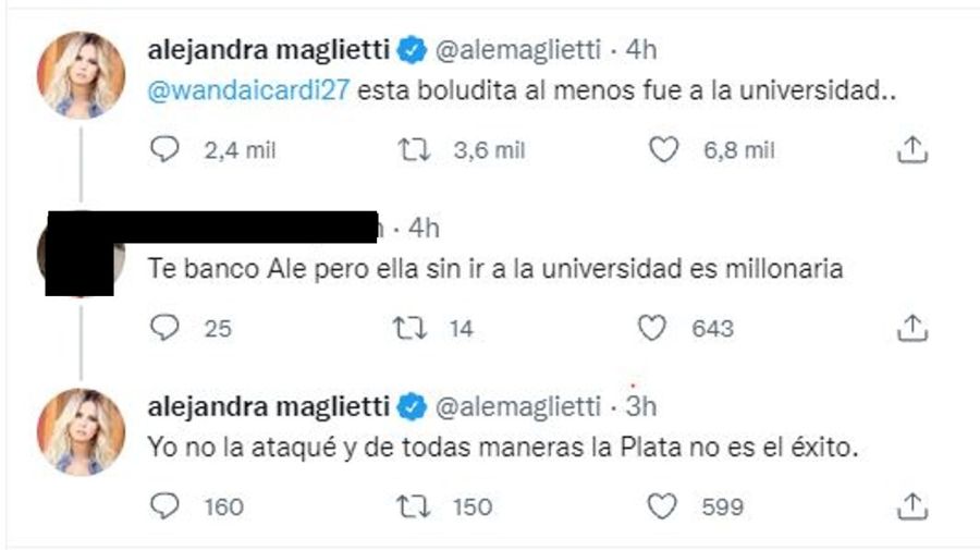 Alejandra Maglietti respuesta a Wanda Nara boludita