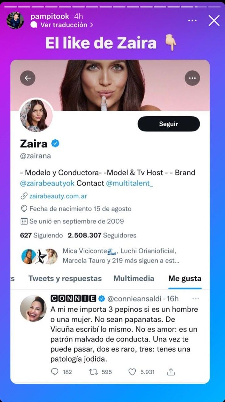 El polémico tweet que le gustó a Zaira Nara sobre el escándalo de la China Suárez