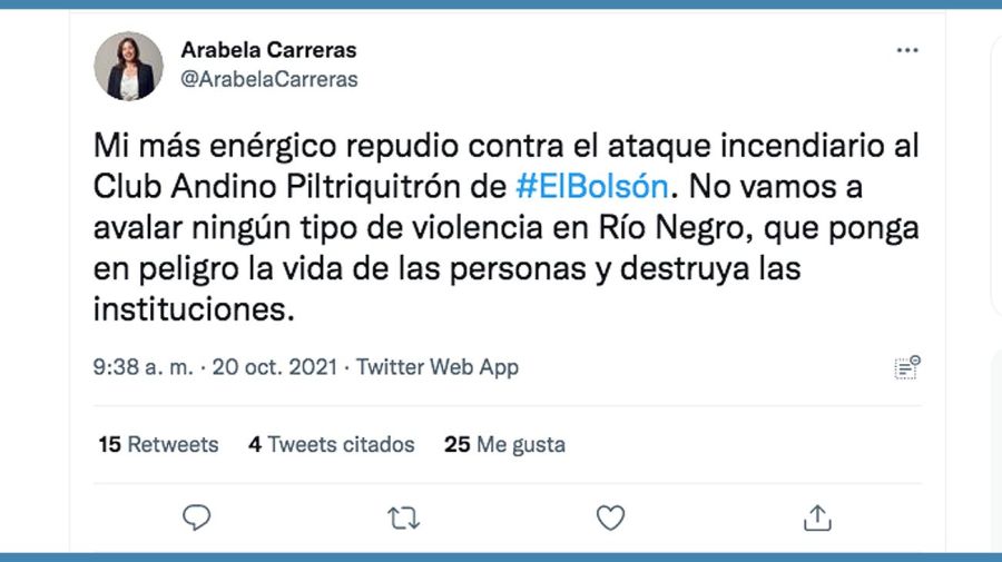 Twit por asunto El Bolsón 20211020