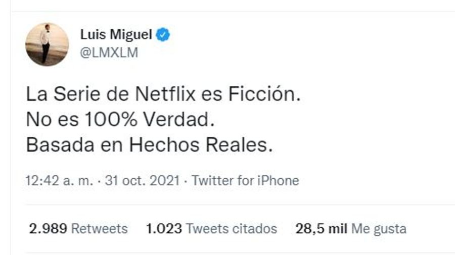 Luis Miguel mensaje por la serie de Netflix