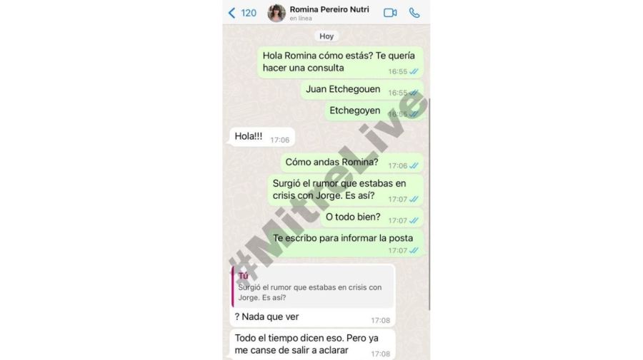 Respuesta Romina Pereiro rumores separacion Jorge Rial