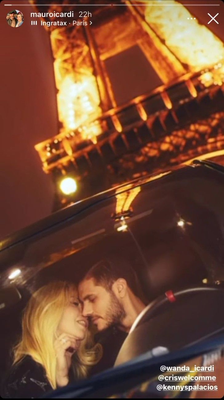 Wanda Nara y Mauro Icardi compartieron un apasionado video besándose bajo la Torre Eiffel 