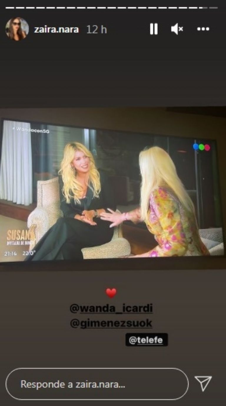 El gesto de Zaira Nara al ver la entrevista de Susana Giménez a Wanda