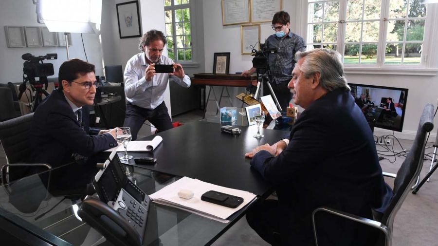 El presidente Alberto Fernández, en la entrevista con Jorge Fontevecchia.