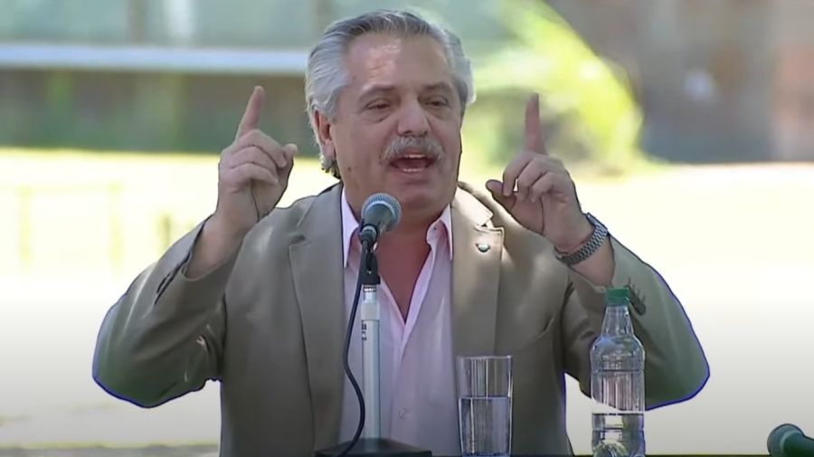El presidente Alberto Fernández, en su fervoroso discurso en San Vicente.