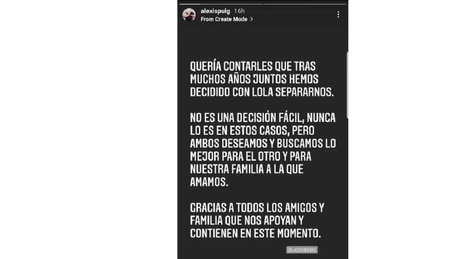 Alexis Puig separación Instagram 