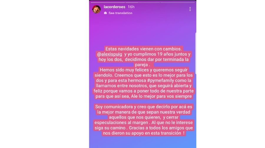 Lola Cordero separación instagram 