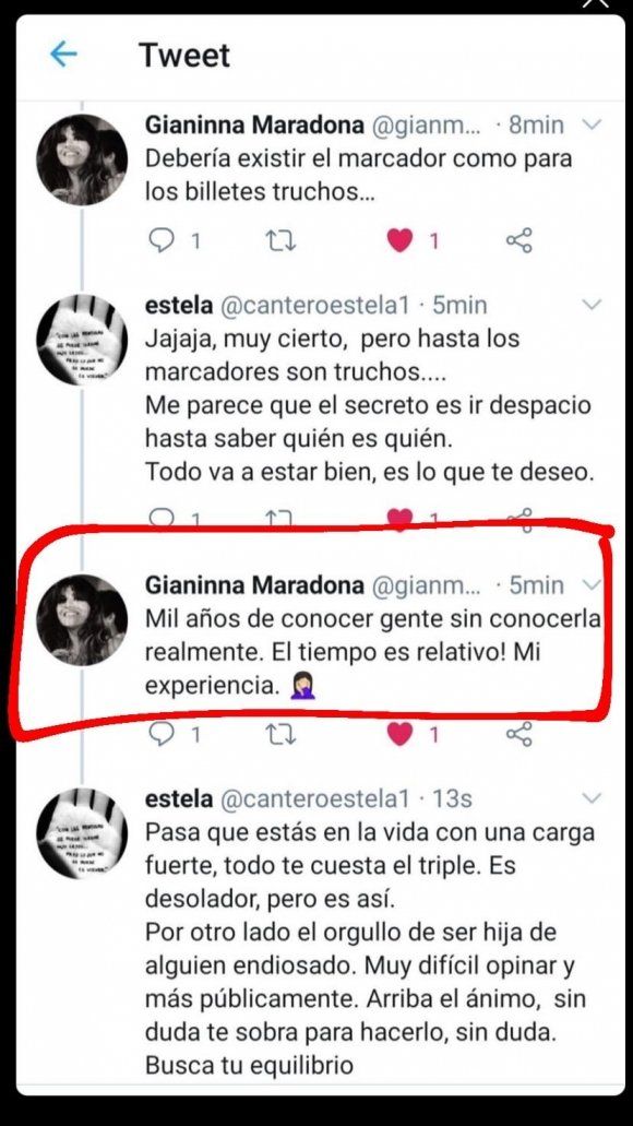 Gianinna Maradona contra quienes se acercan por su apellido