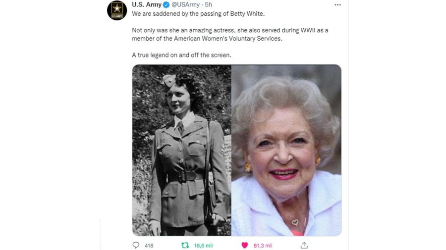 Betty White Ejercito Estados Unidos