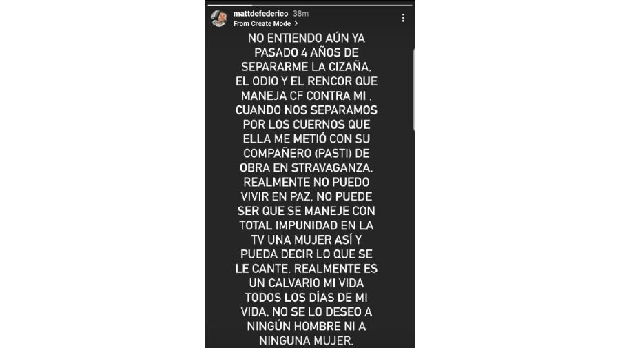 Matías Defederico descargo en Instagram 