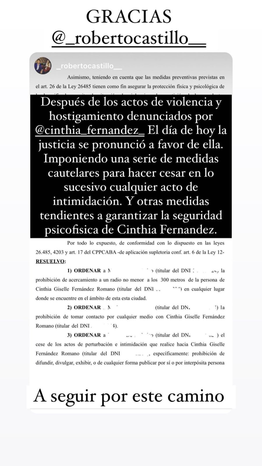 Cinthia Fernández logró ponerle un límite legal a Matías Defederico