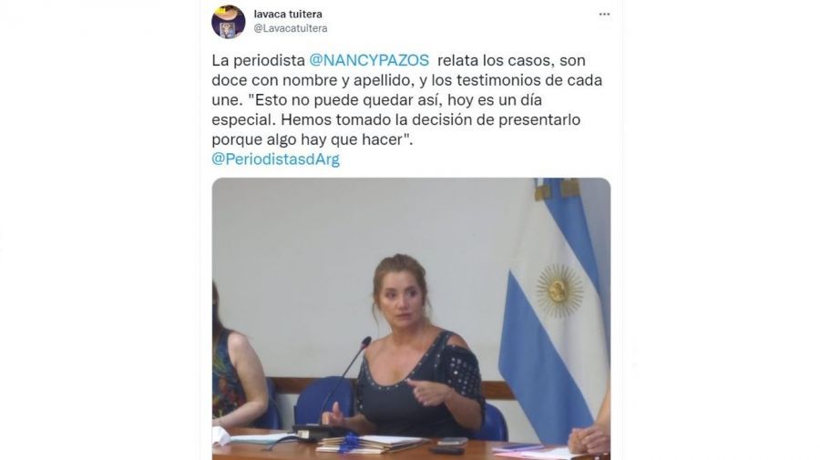 Nancy Pazos tuit de Periodistas Argentinas