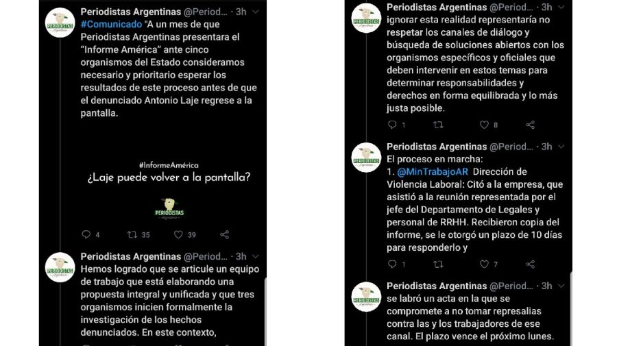 Tuit Periodistas Argentinas contra Antonio Laje 1