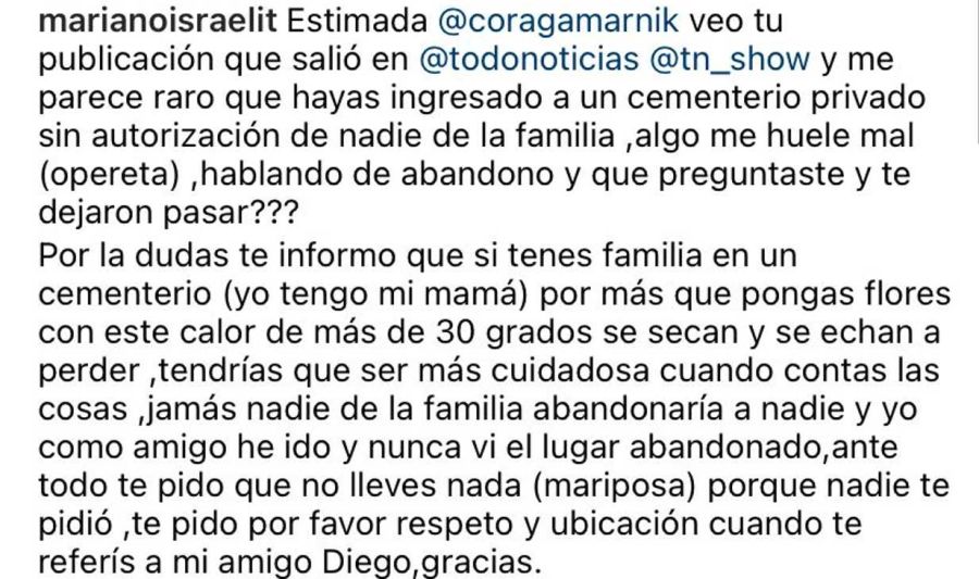 20220131 La respuesta de un amigo de Diego Maradona a Cora Gamarnik