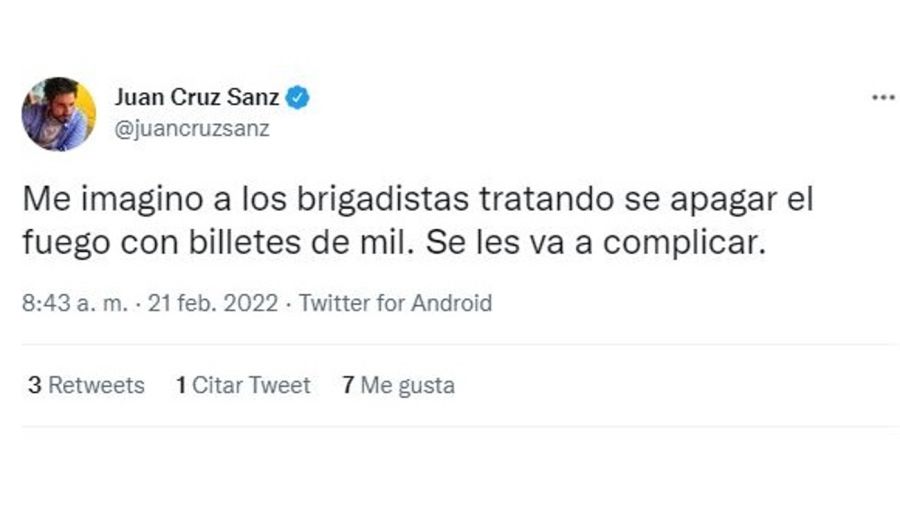 Juan Cruz Sanz comentario bomberos