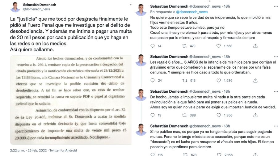 Sebastian Domenech multa por tuit