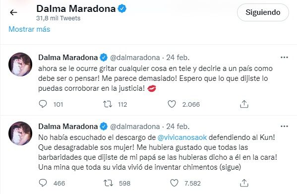 Dalma Maradona puso punto final a su discusión con Viviana Canosa: 
