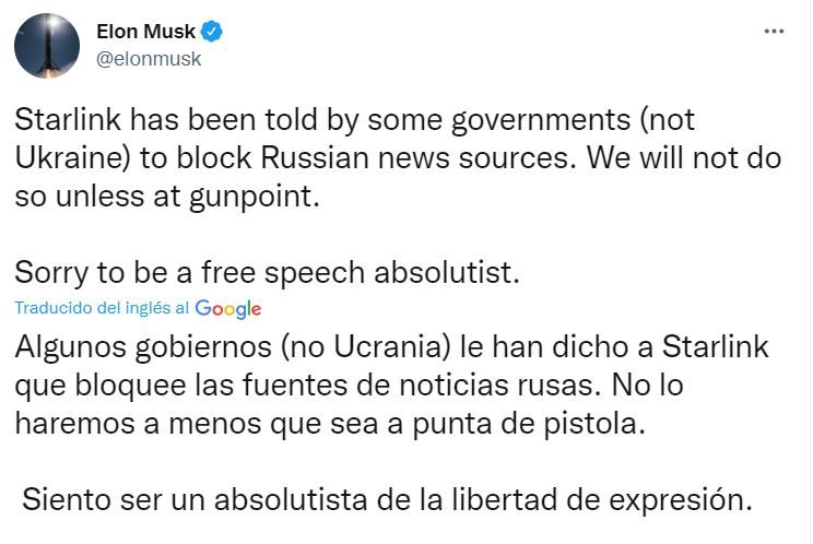 El mensaje de Elon Musk.