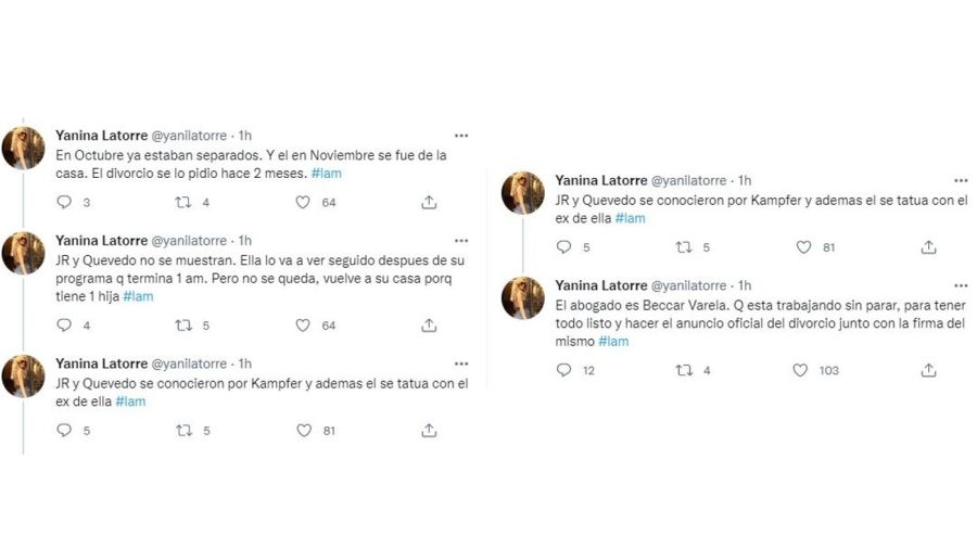 Yanina Latorre mensaje Alejandra Quevedo y Jorge Rial