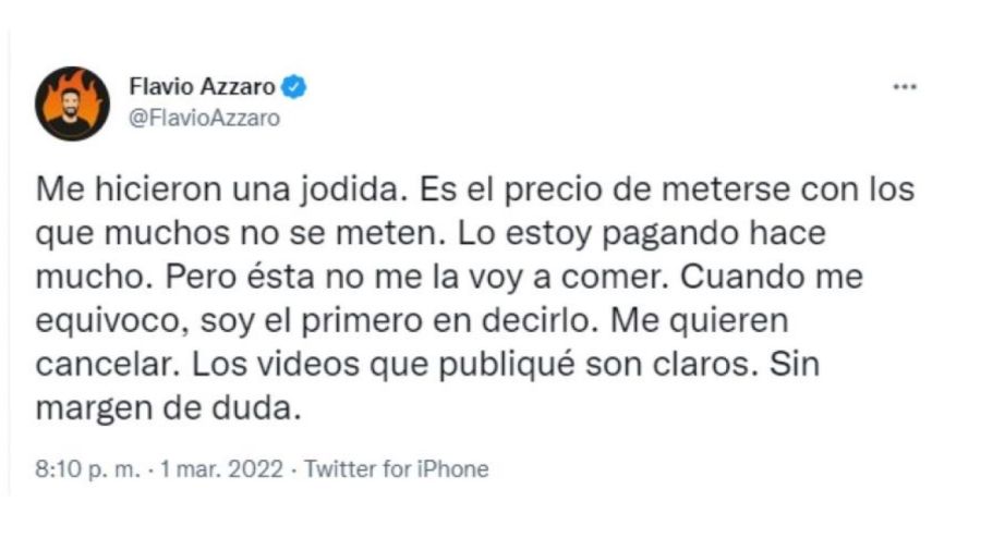 Flavio Azzaro tweet descargo
