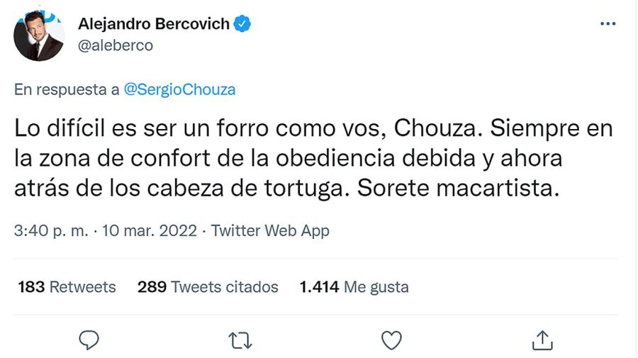 Twitter Alejandro Bercovich y Sergio Chouza 20220310