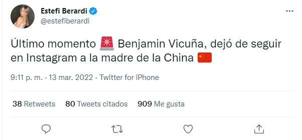 Benjamín Vicuña dejó en claro su tensa relación con la China Suárez
