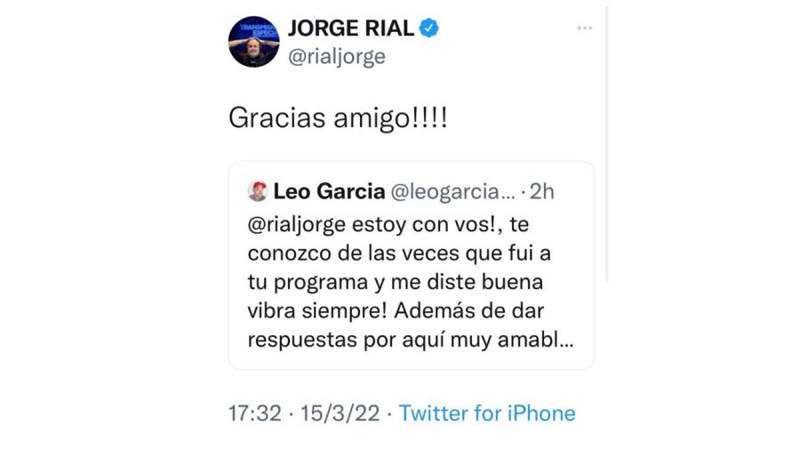 Leo García apoyó a Jorge Rial