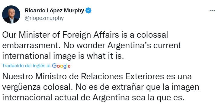 El mensaje de López Murphy contra Cafiero. 