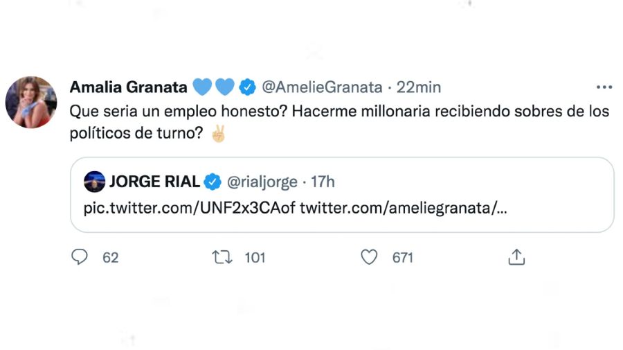 Cruce entre Amalia Granata y Jorge Rial 