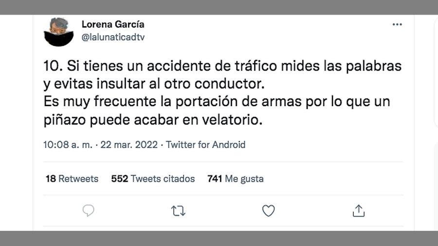 Mensajes en Twitter de Lorena García 20220323