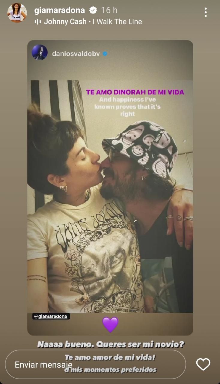 Gianinna Maradona y Daniel Osvaldo entregados en un tierno beso 