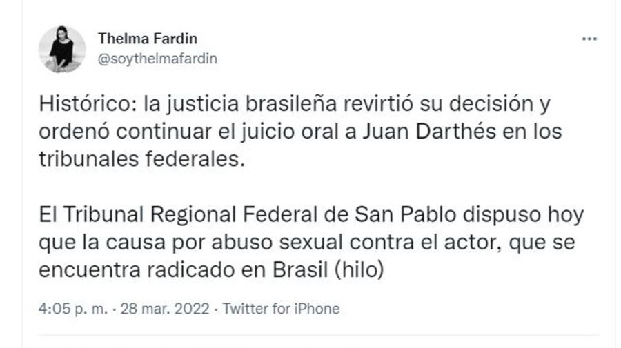 Thelma Fardin juicio contra Juan Darthes