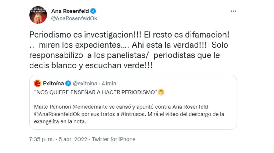 Ana Rosenfeld contra Maite Peñoñori