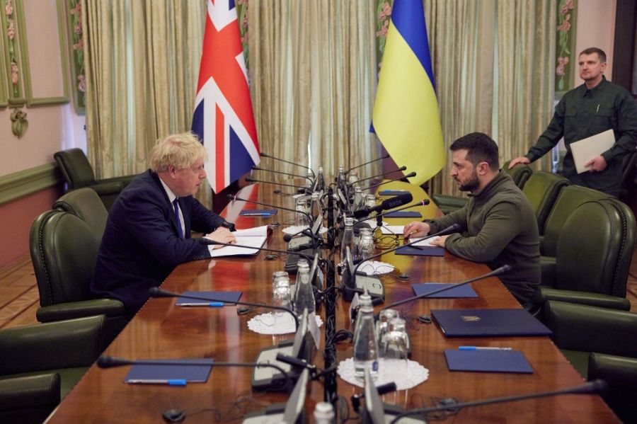 Boris Johnson y Volodimir Zelenski en Kiev. 
