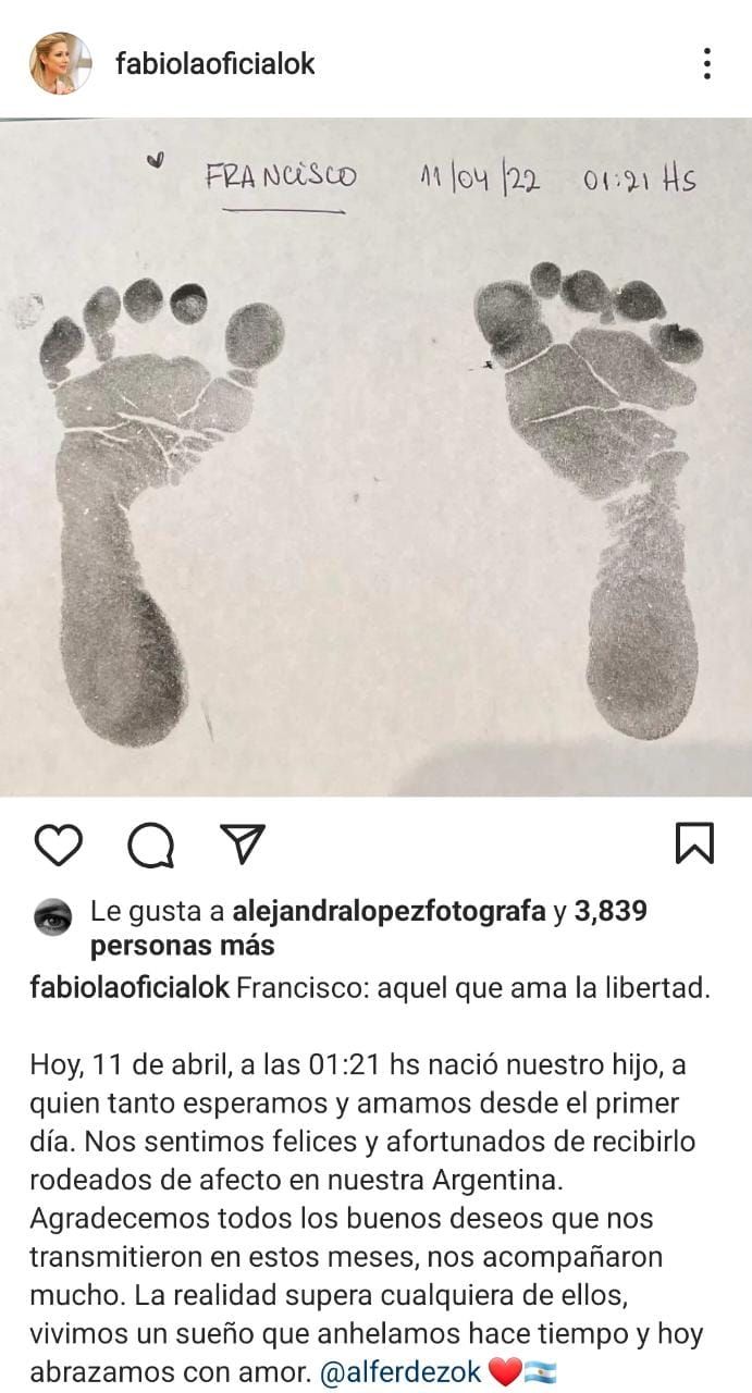 Fabiola Yáñez tras el nacimiento de Francisco Fernández: 