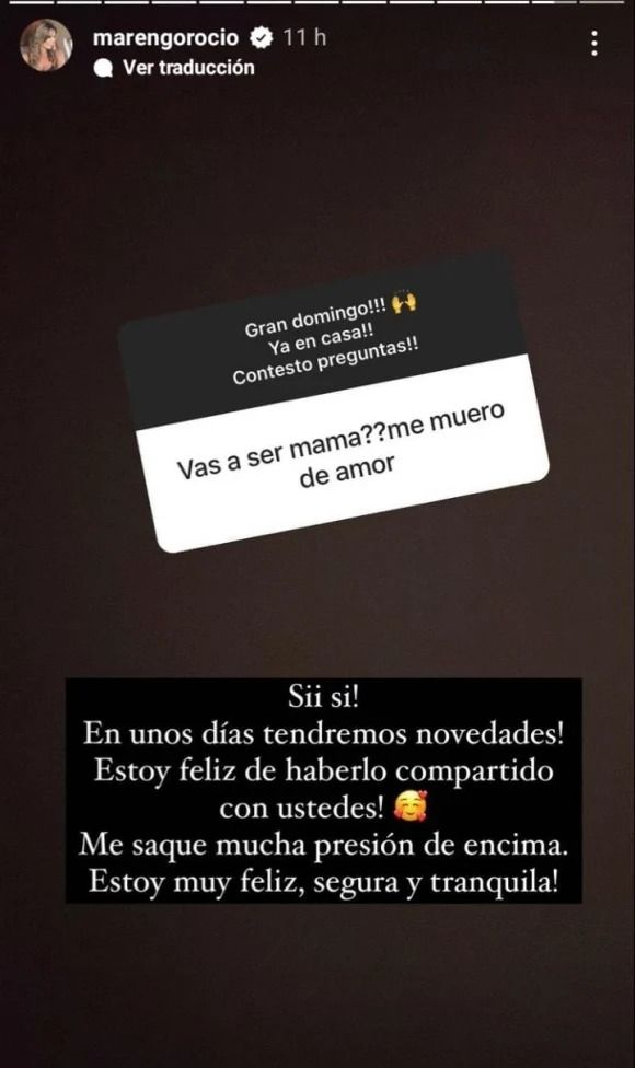Rocío Marengo confirmó que será madre